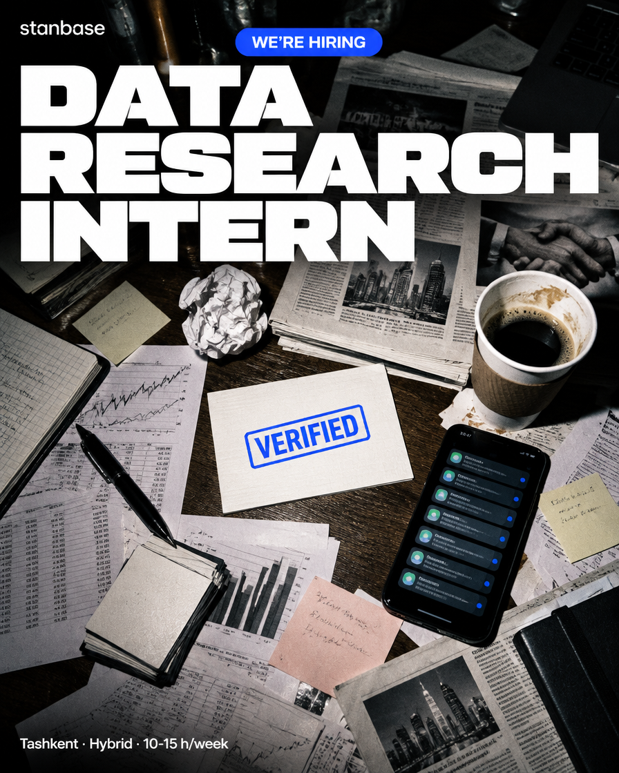 Stanbase is looking for an intern to join its data team to verify information about startups in eight countries